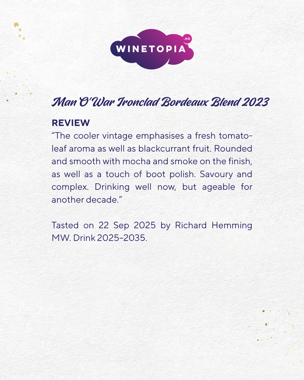 Man O' War Vineyards	Ironclad Bordeaux Blend 2023