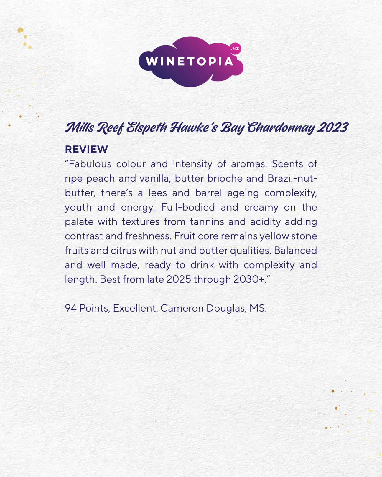 Mills Reef Elspeth Hawke's Bay Chardonnay 2023