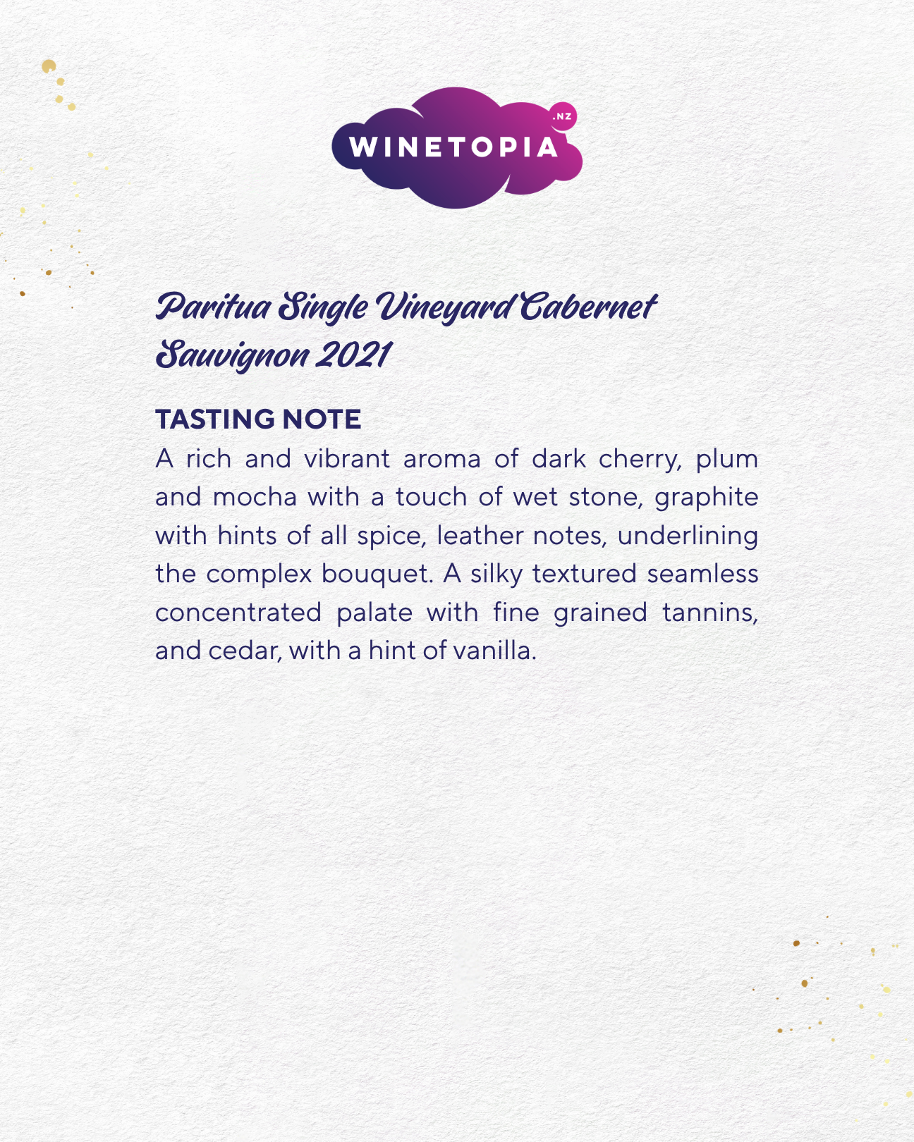 Paritua Single Vineyard Cabernet Sauvignon 2021