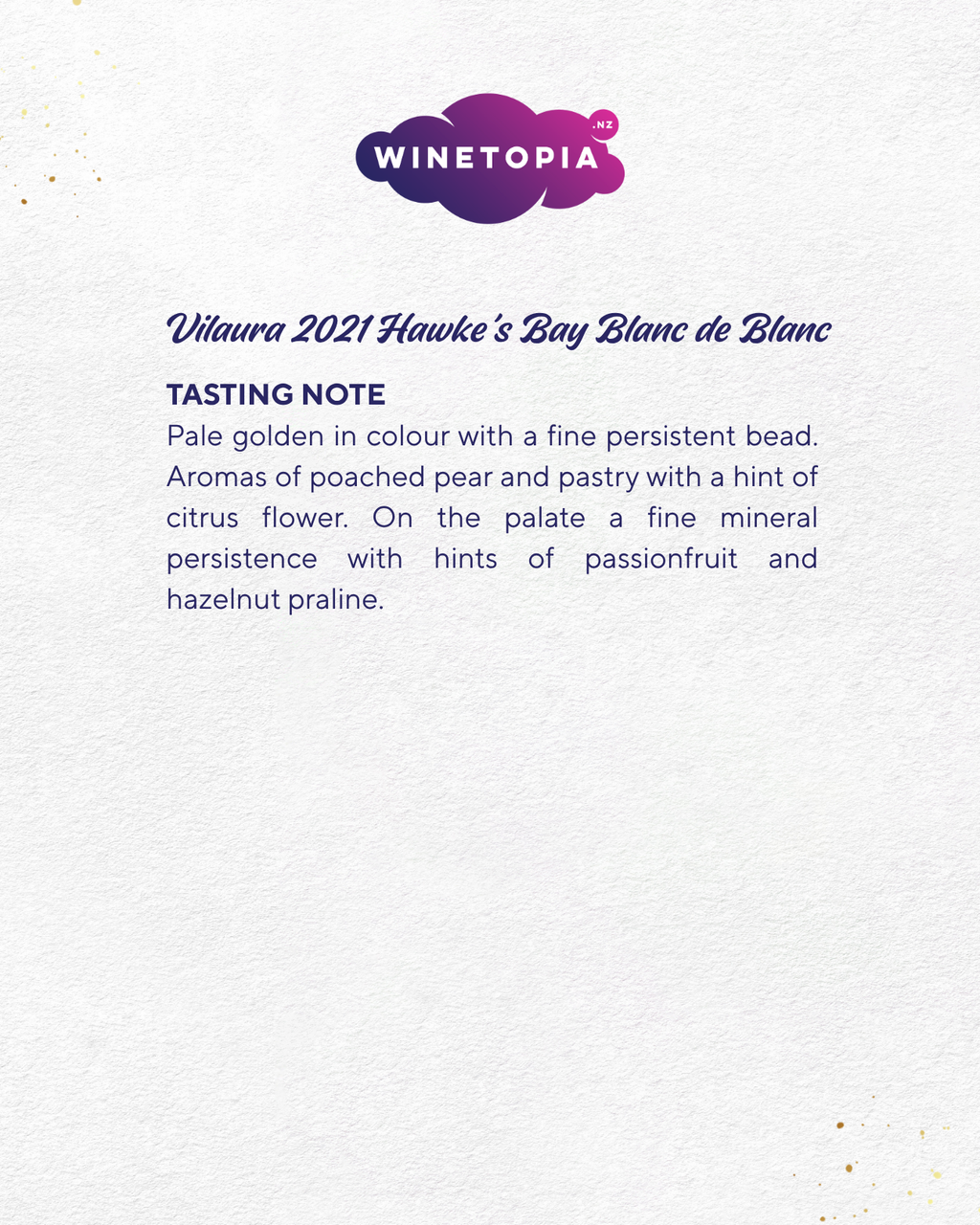 Vilaura Hawke's Bay 2021 Blanc de Blanc